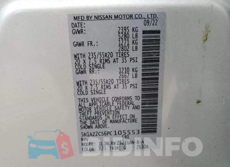 5N1AZ2CS6PC105553 Photo# 13