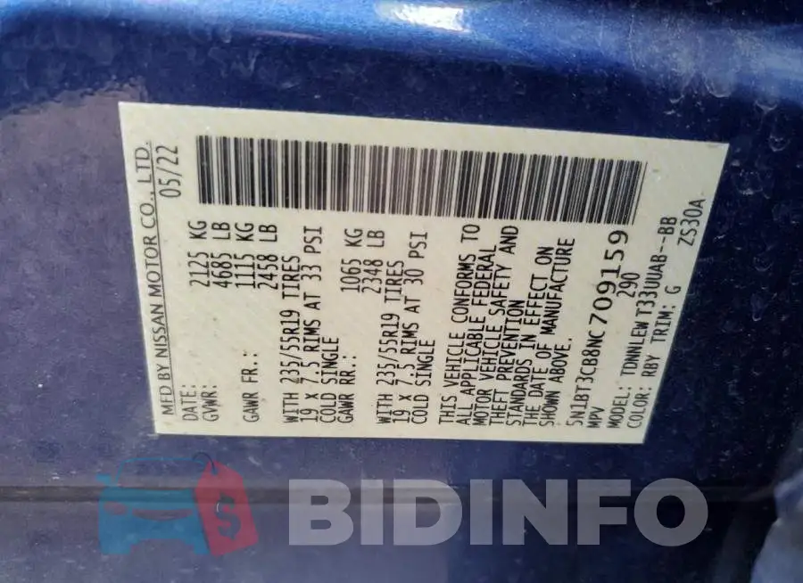 5N1BT3CB8NC709159 Photo# 14