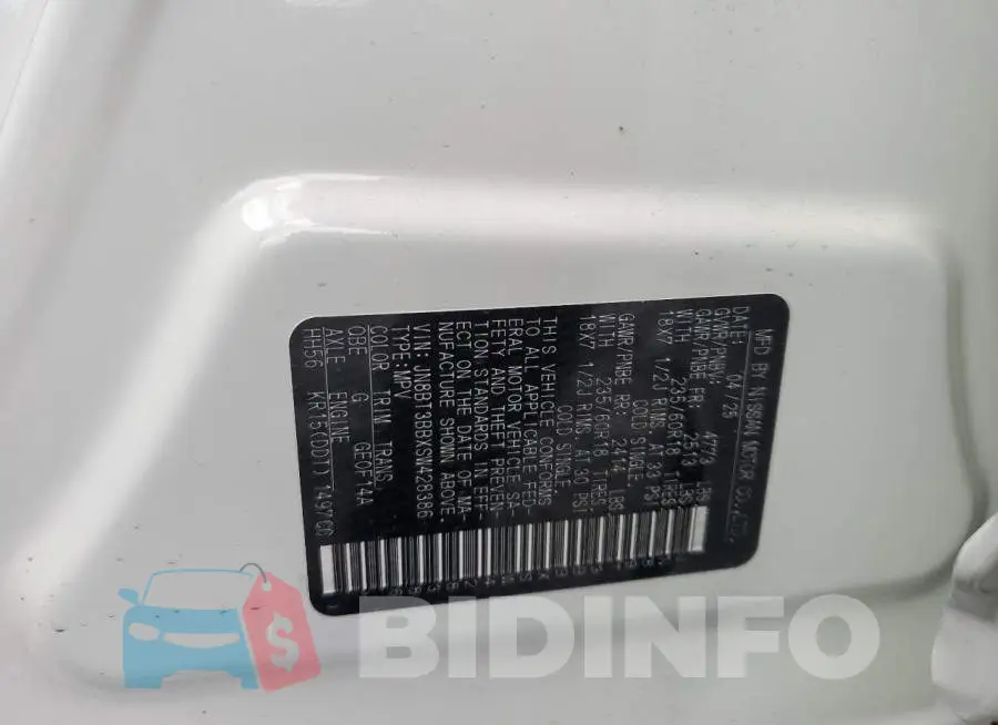JN8BT3BBXSW428386 Photo# 12