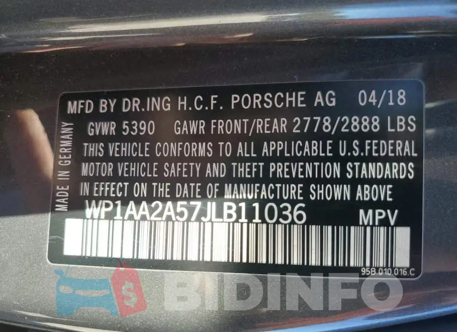 WP1AA2A57JLB11036 Photo# 13