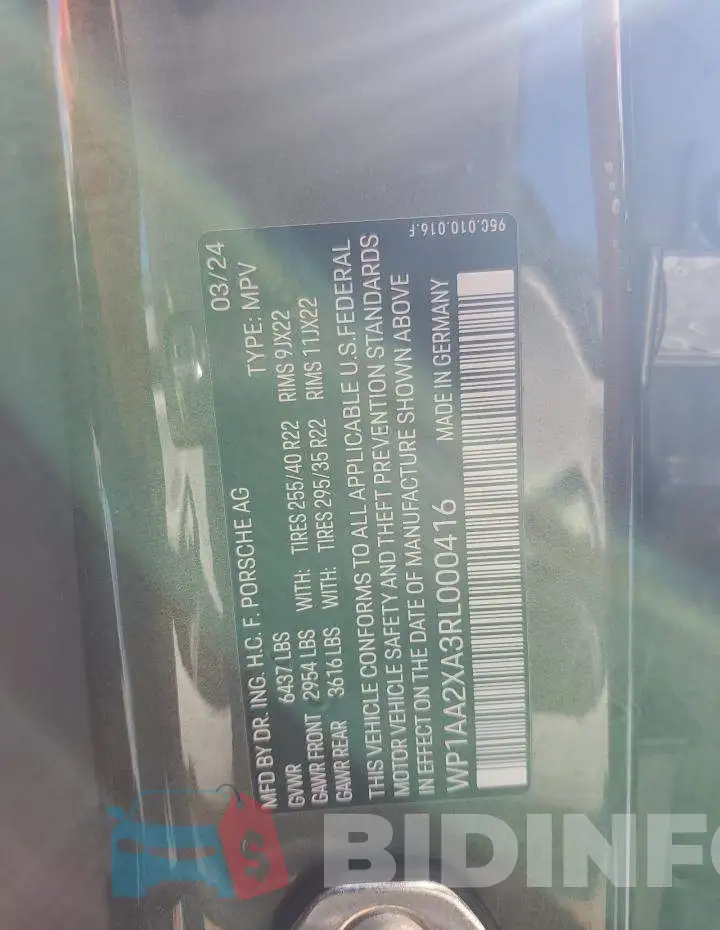 WP1AA2XA3RL000416 Photo# 13