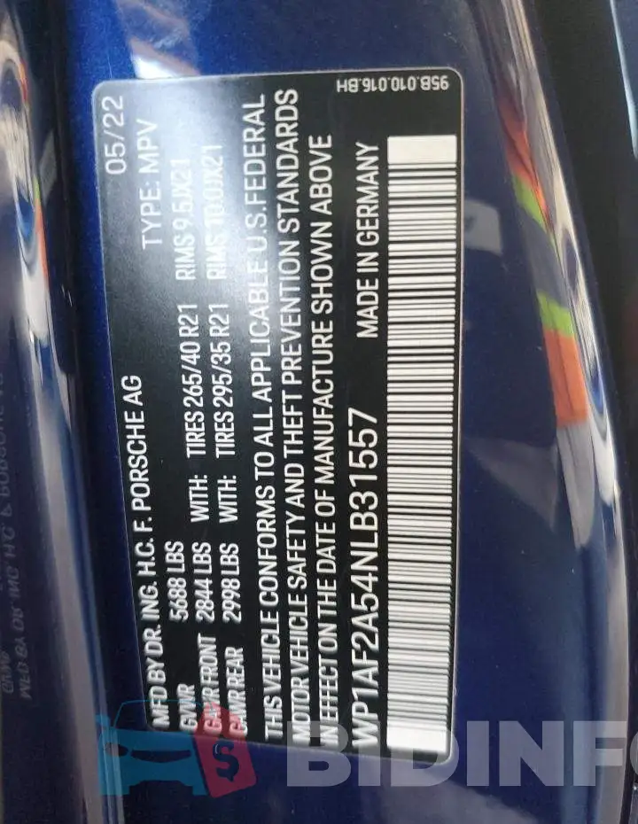 WP1AF2A54NLB31557 Photo# 12