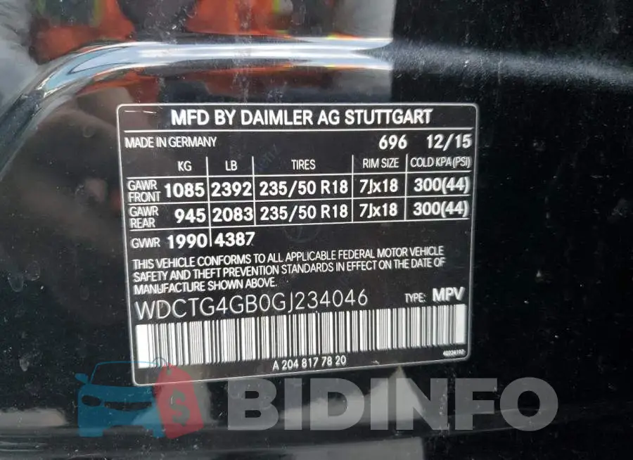 WDCTG4GB0GJ234046 Photo# 13