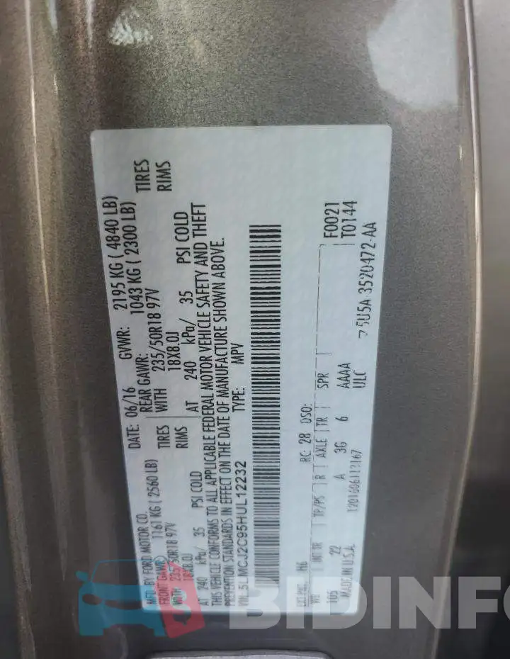 5LMCJ2C95HUL12232 Photo# 13