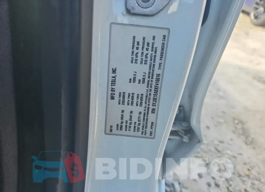 5YJ3E1EAXKF416616 Photo# 12