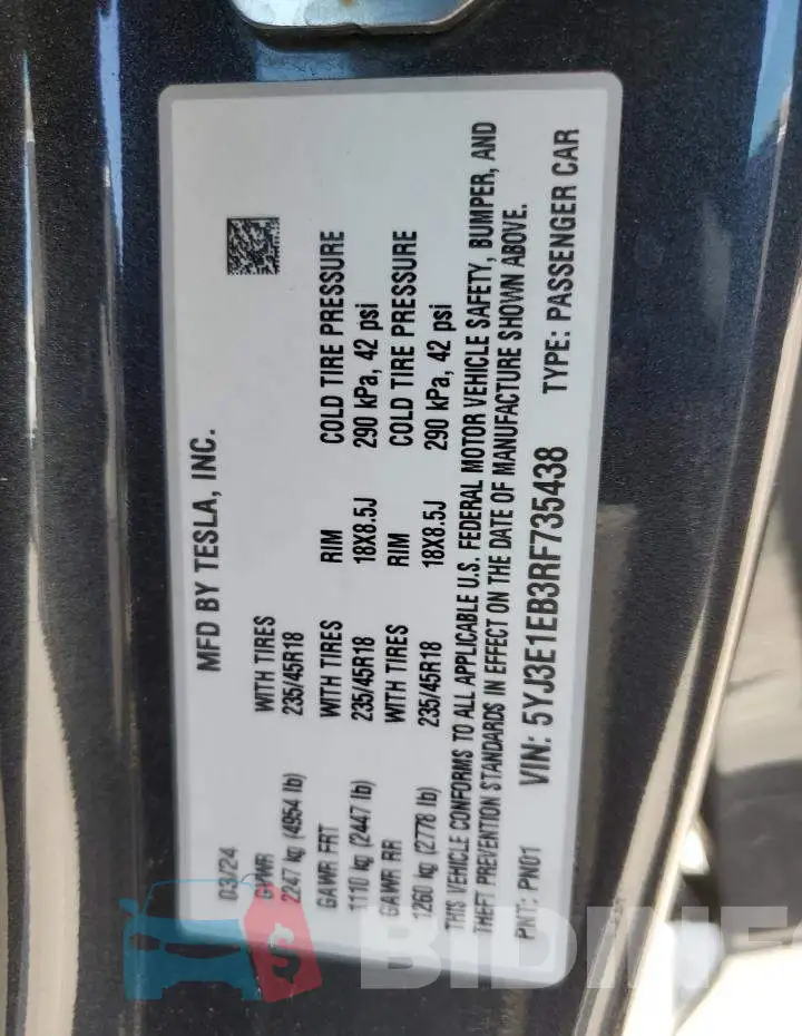 5YJ3E1EB3RF735438 Photo# 12