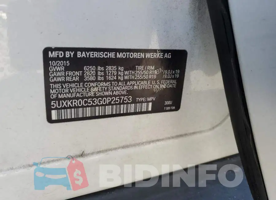 5UXKR0C53G0P25753 Photo# 13