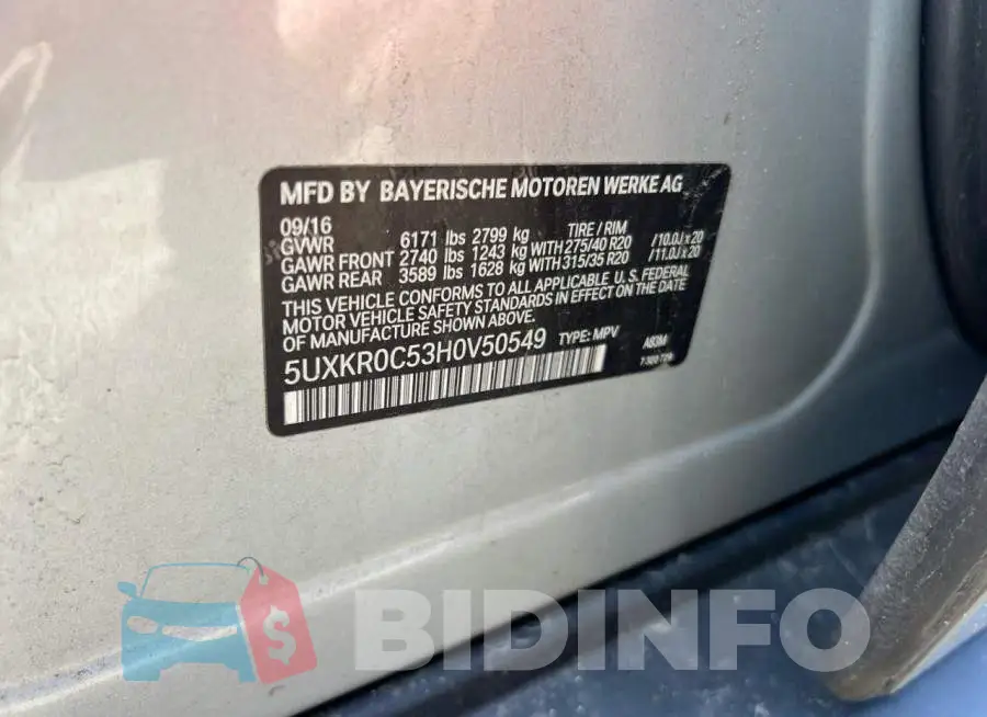 5UXKR0C53H0V50549 Photo# 10
