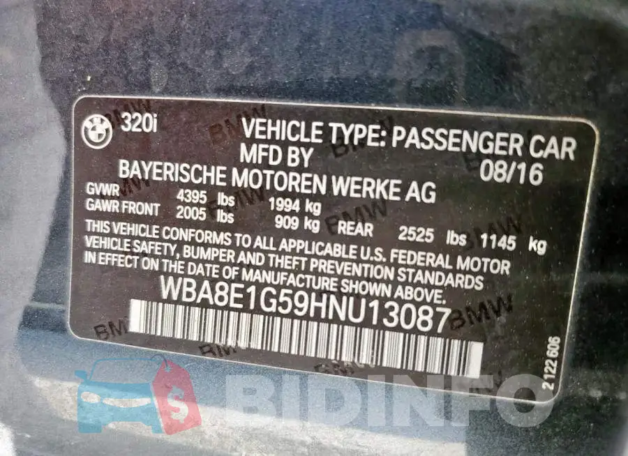 WBA8E1G59HNU13087 Photo# 12