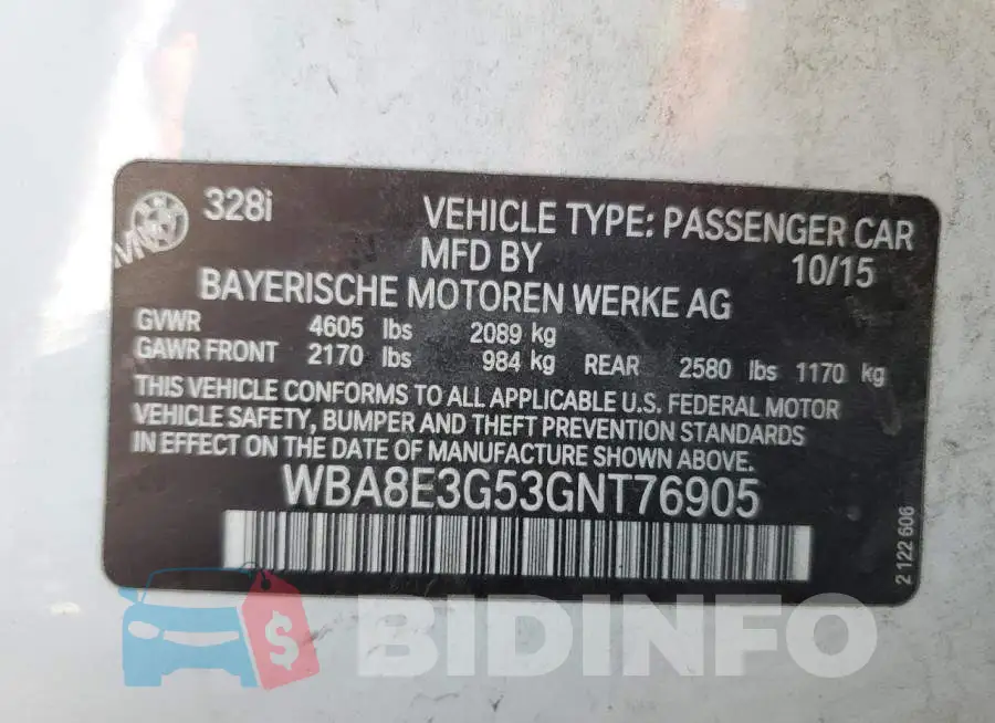 WBA8E3G53GNT76905 Photo# 13