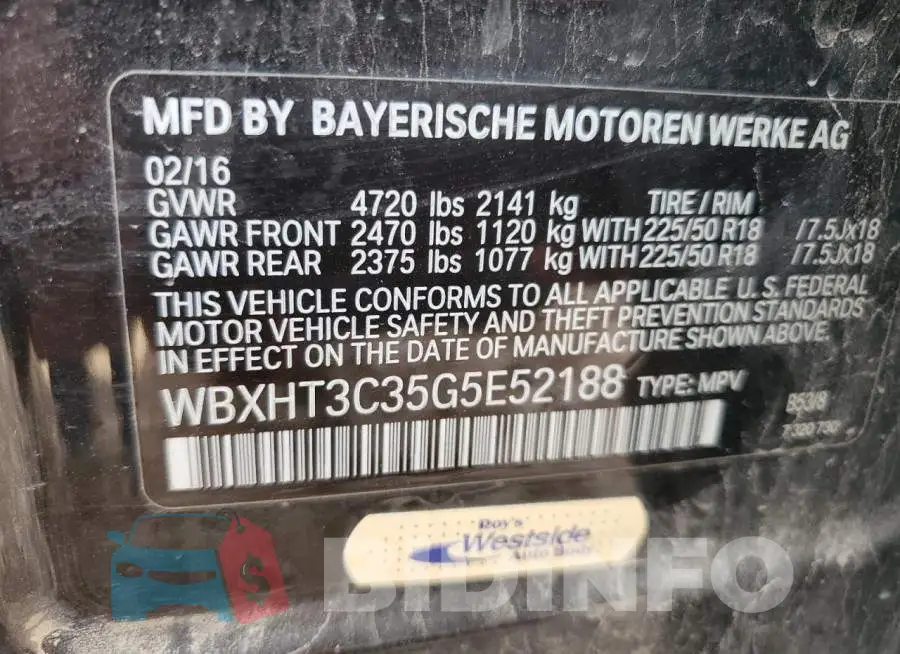 WBXHT3C35G5E52188 Photo# 13