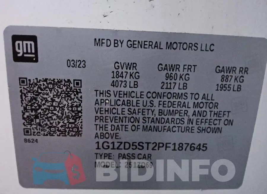 1G1ZD5ST2PF187645 Photo# 13
