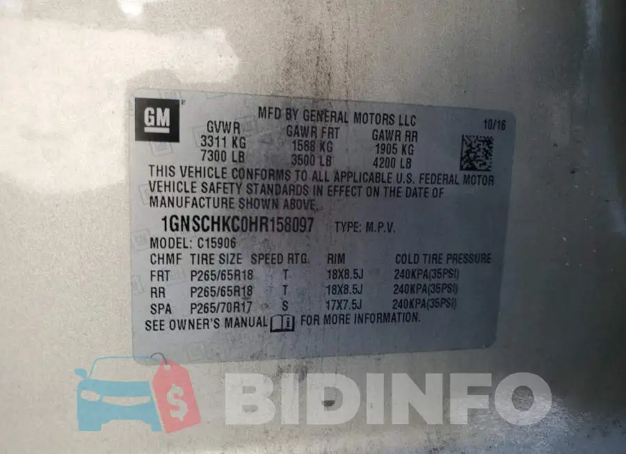 1GNSCHKC0HR158097 Photo# 14