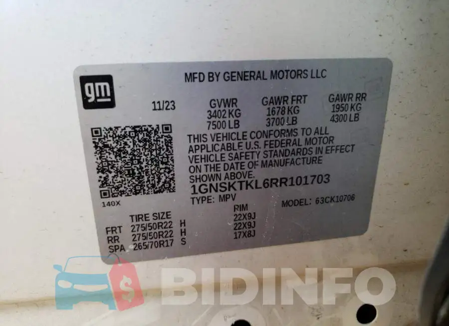 1GNSKTKL6RR101703 Photo# 13