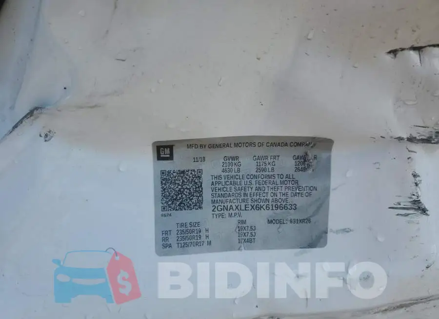 2GNAXLEX6K6196633 Photo# 13
