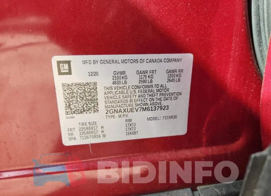 2GNAXUEV7M6137923 Photo# 14