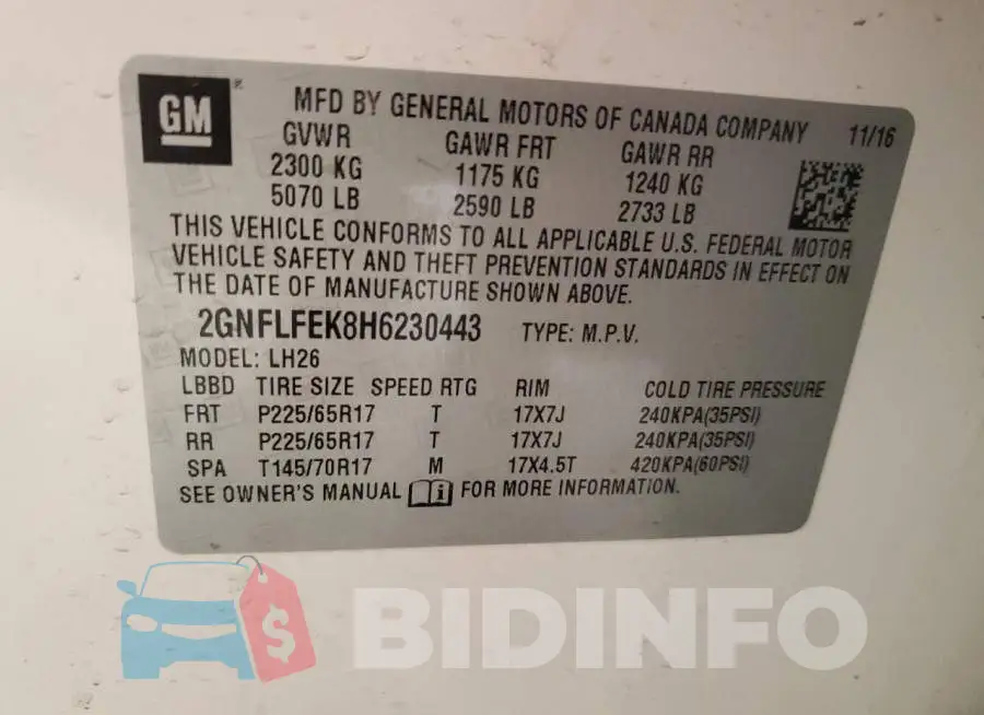 2GNFLFEK8H6230443 Photo# 12