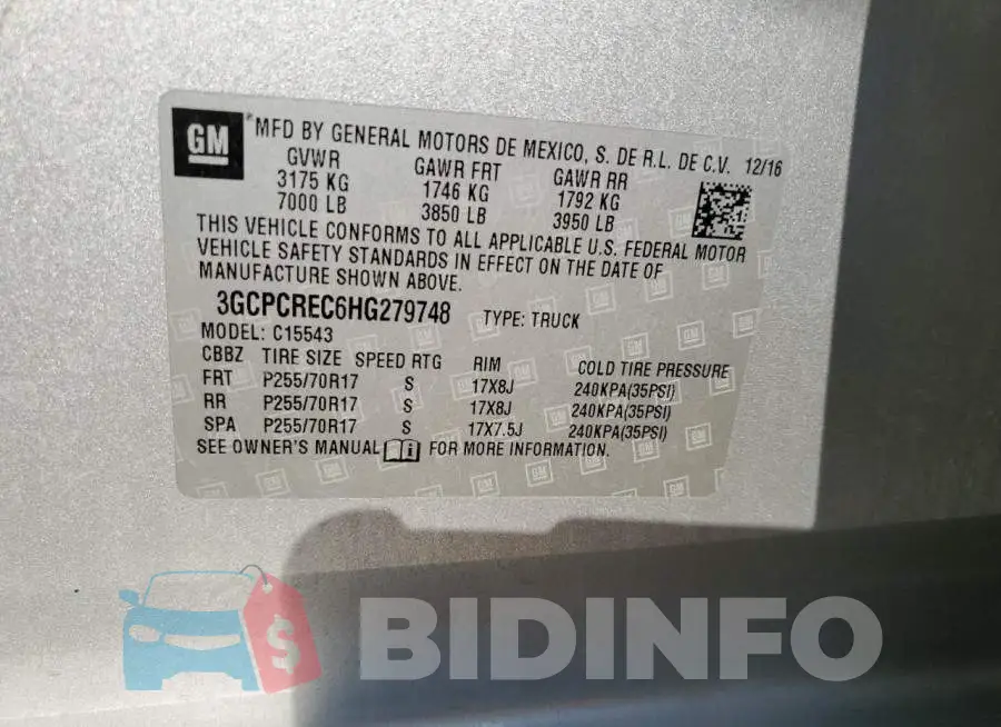3GCPCREC6HG279748 Photo# 12