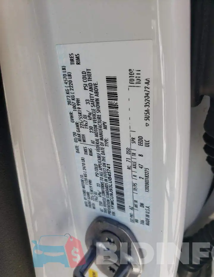 1FMCU9J93LUB45741 Photo# 13