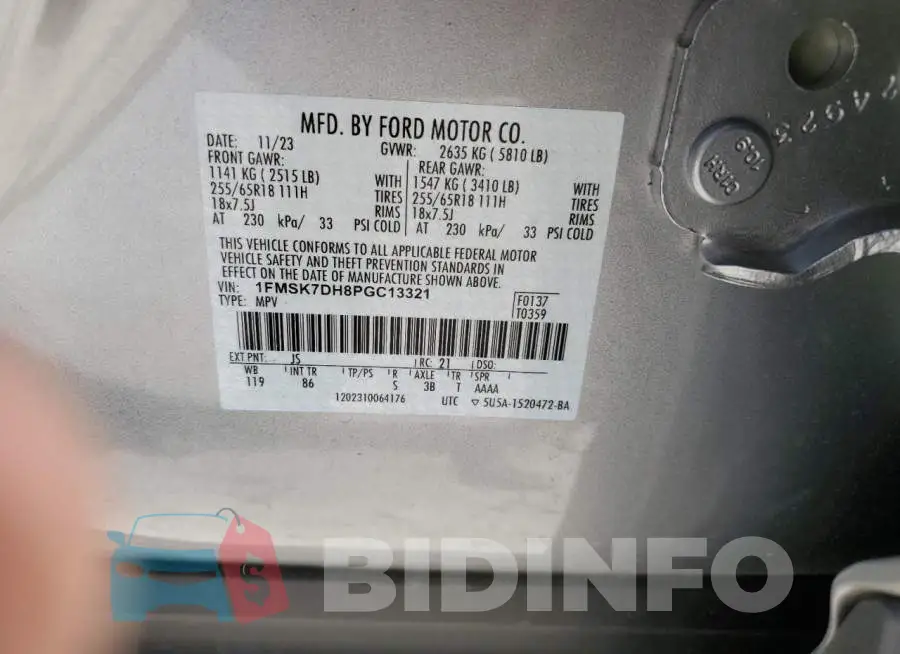 1FMSK7DH8PGC13321 Photo# 13