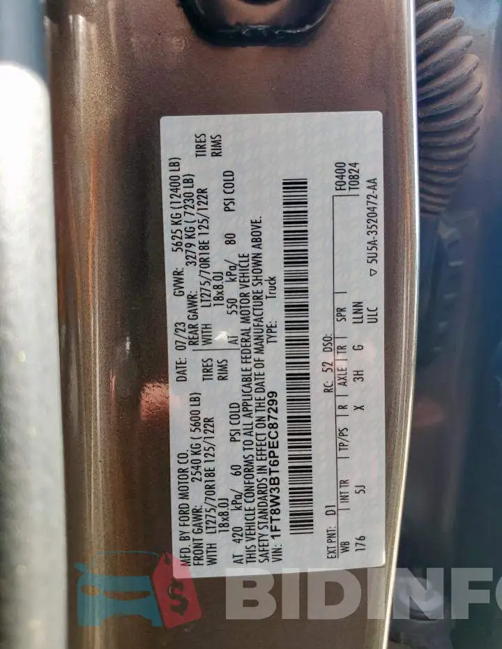 1FT8W3BT6PEC87299 Photo# 12