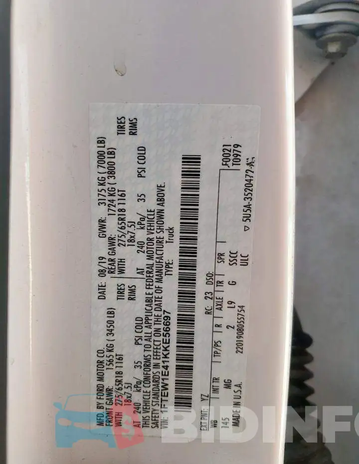 1FTEW1E41KKE56697 Photo# 12