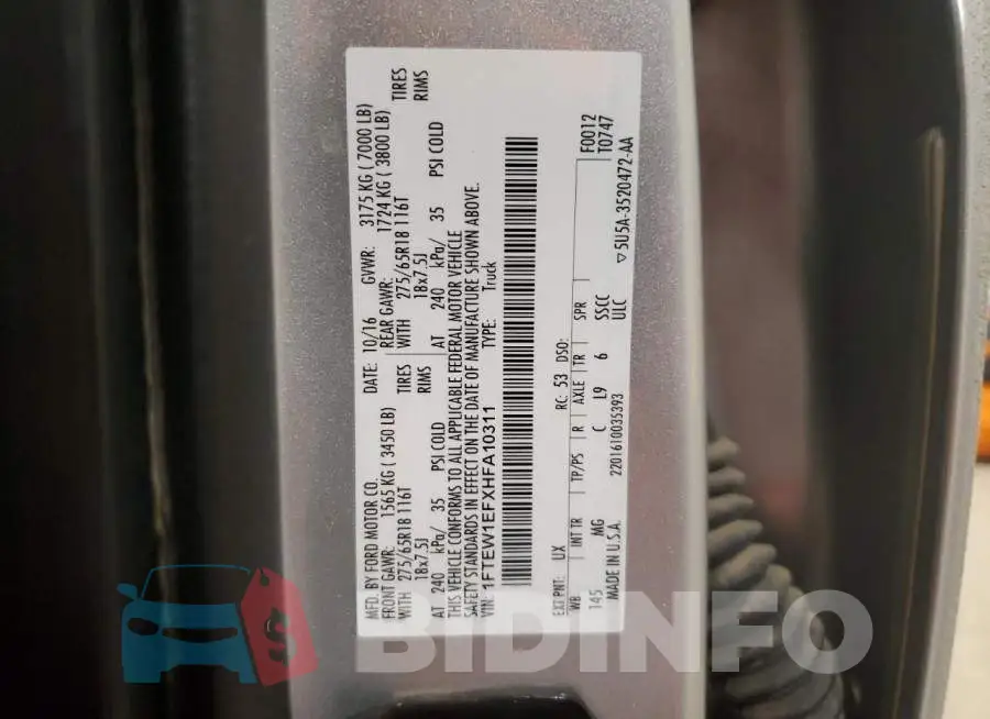 1FTEW1EFXHFA10311 Photo# 13