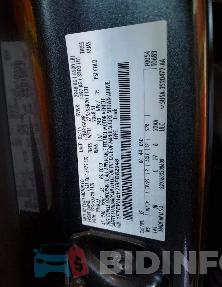 1FTEW1EP7GFB82948 Photo# 13