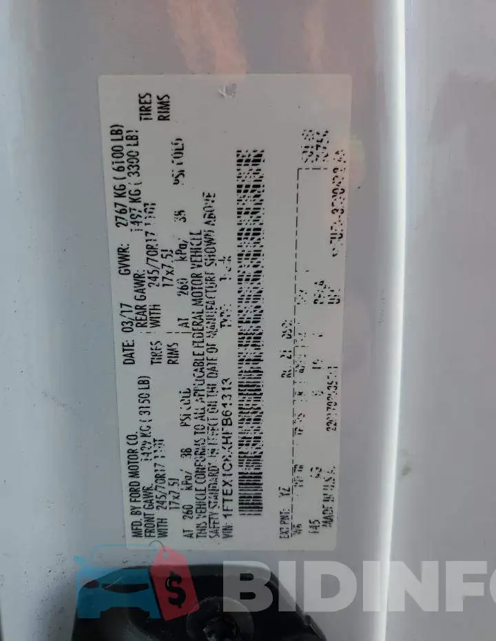 1FTEX1C8XHFB61313 Photo# 12