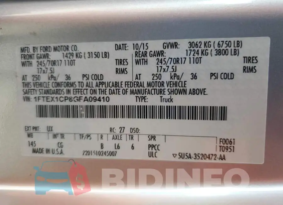 1FTEX1CP8GFA09410 Photo# 12