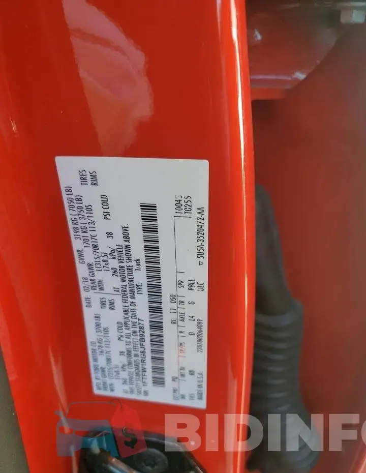 1FTFW1RG8JFB92877 Photo# 12