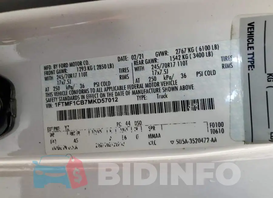 1FTMF1CB7MKD57012 Photo# 13