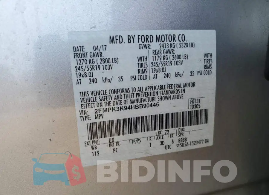 2FMPK3K94HBB90445 Photo# 13