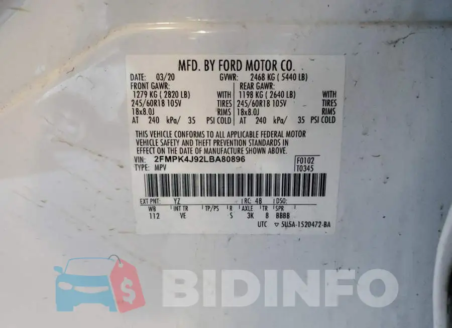 2FMPK4J92LBA80896 Photo# 13