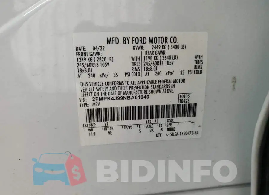 2FMPK4J99NBA61040 Photo# 14
