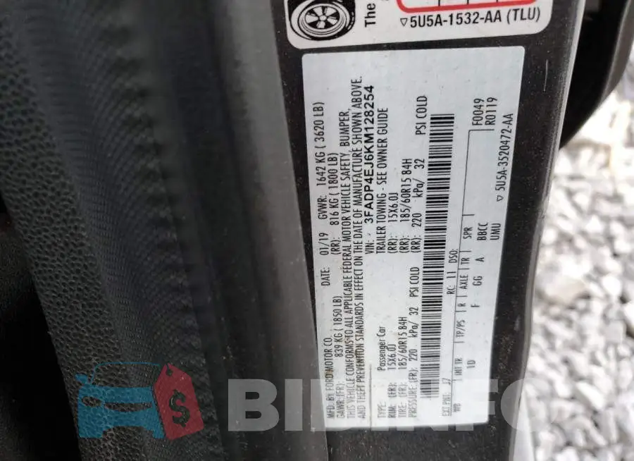 3FADP4EJ6KM128254 Photo# 12