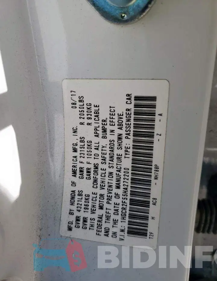 1HGCR2F55HA272200 Photo# 12