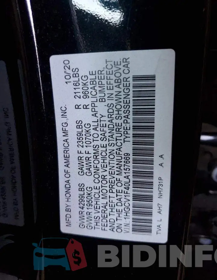 1HGCV1F40LA157669 Photo# 12