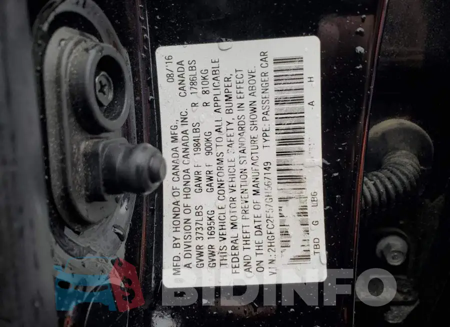 2HGFC2F57GH567149 Photo# 12