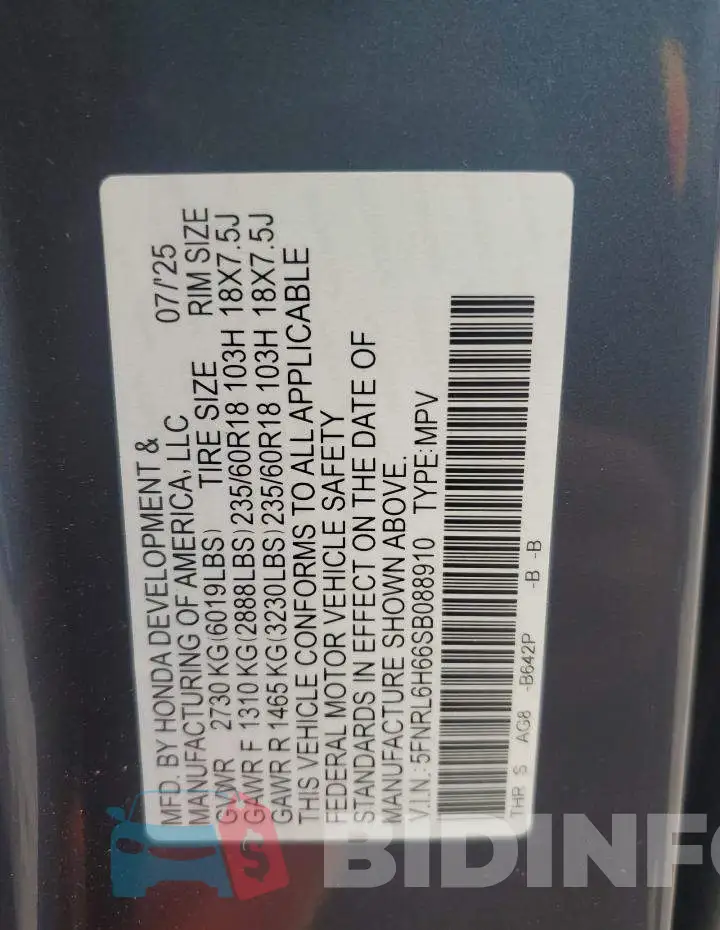 5FNRL6H66SB088910 Photo# 13