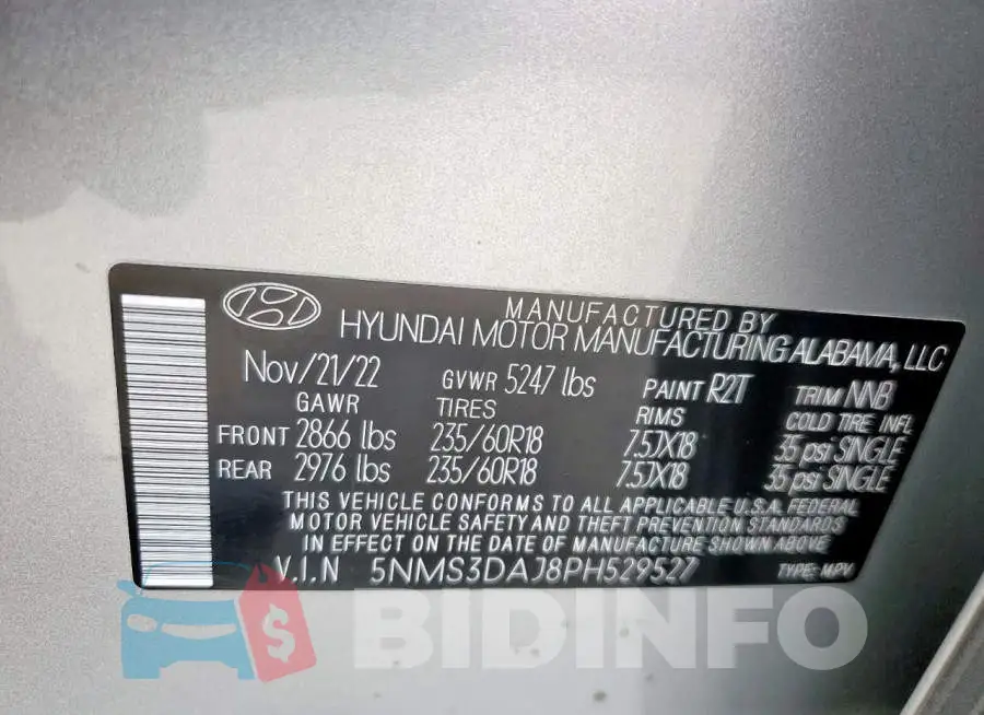 5NMS3DAJ8PH529527 Photo# 13