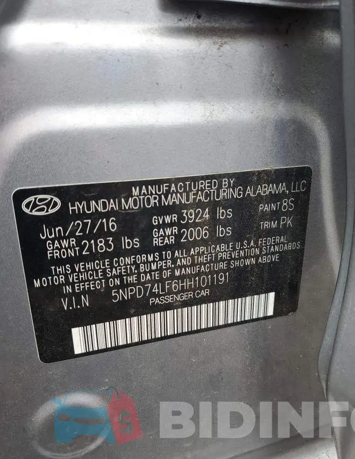 5NPD74LF6HH101191 Photo# 13