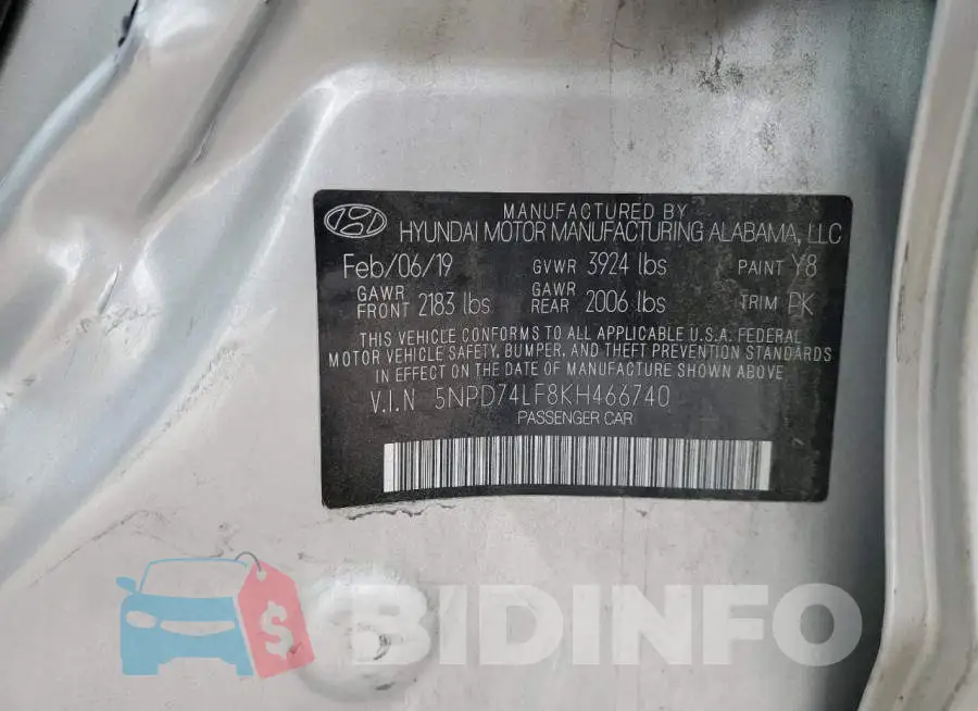 5NPD74LF8KH466740 Photo# 12