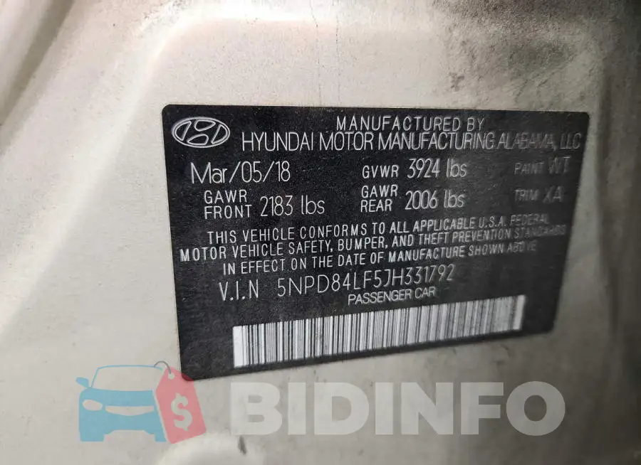 5NPD84LF5JH331792 Photo# 13