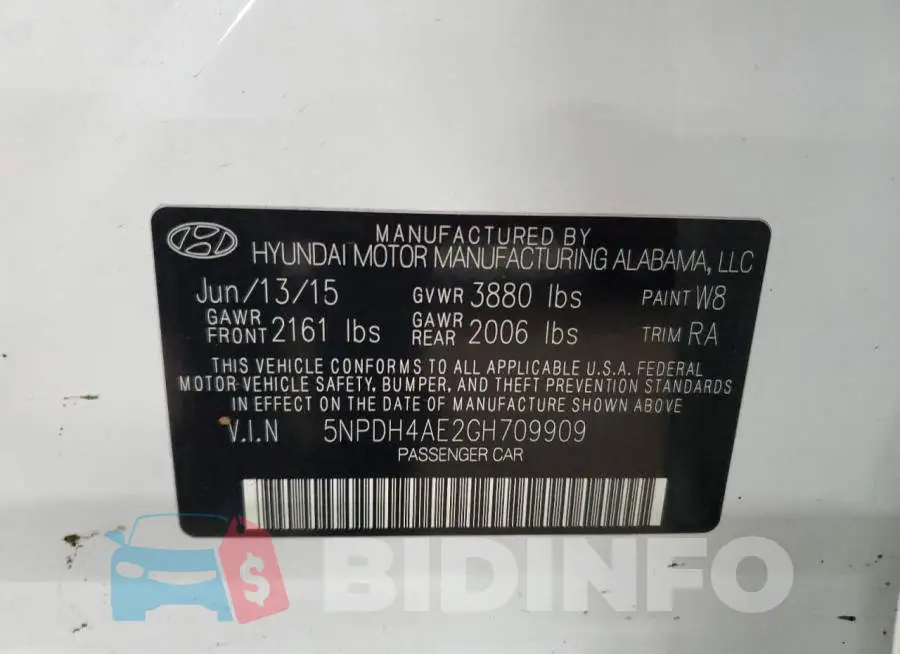 5NPDH4AE2GH709909 Photo# 12