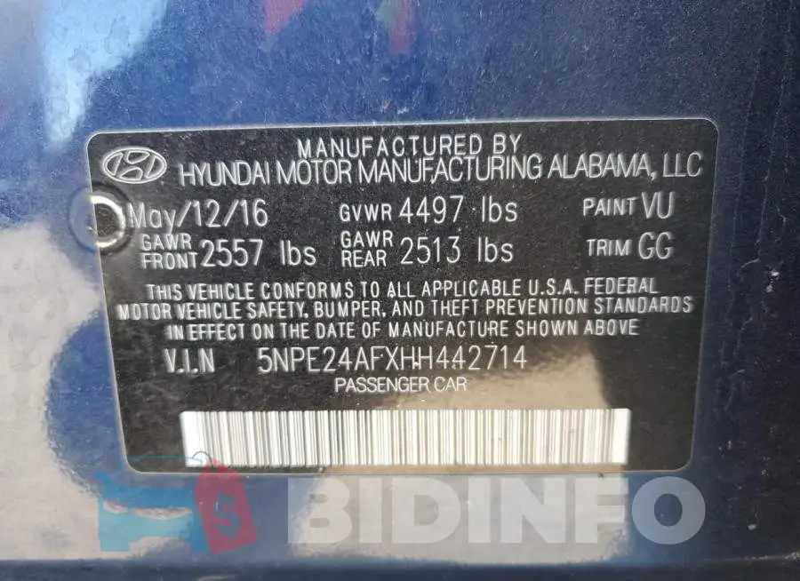 5NPE24AFXHH442714 Photo# 12