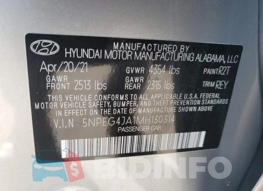 5NPEG4JA1MH130314 Photo# 12