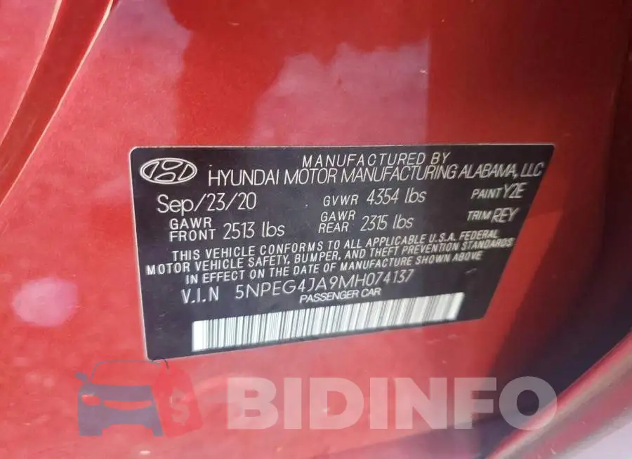 5NPEG4JA9MH074137 Photo# 12