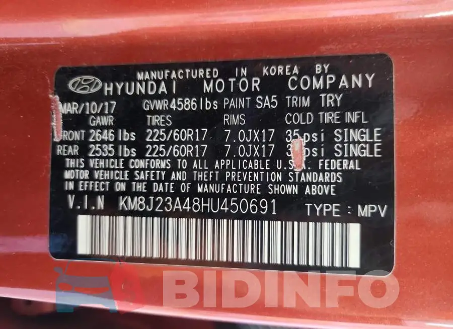 KM8J23A48HU450691 Photo# 13
