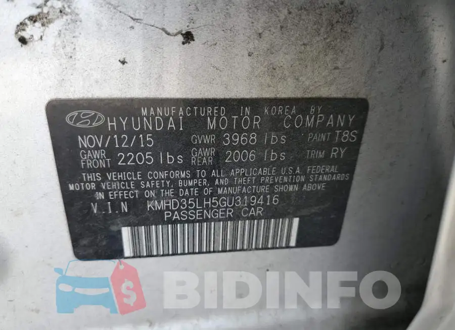 KMHD35LH5GU319416 Photo# 12